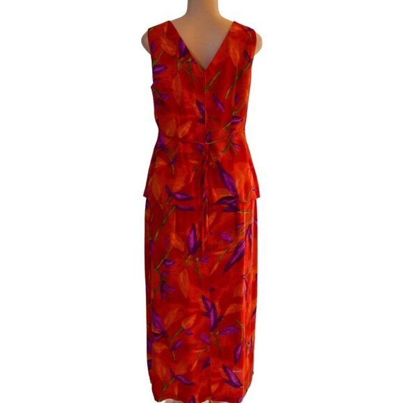 Dress Barn Orange Sleeveless Long Midi Rayon Dress with Side Slit Rayon Size 12 - Picture 6 of 14